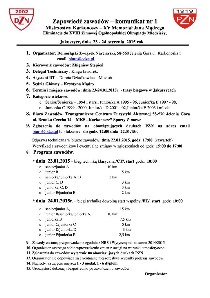 Mistrzostwa Karkonoszy - X V Memorial Jana Madrego-page-0