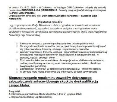 SLN 2021 – 13 – 14.02 Dzikowiec (Komunikat)